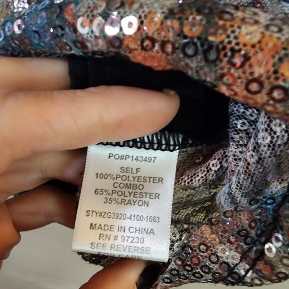 Almost Famous Womens Racerback Tank Top SIze M Sequined Sheer Front - Picture 3 of 8